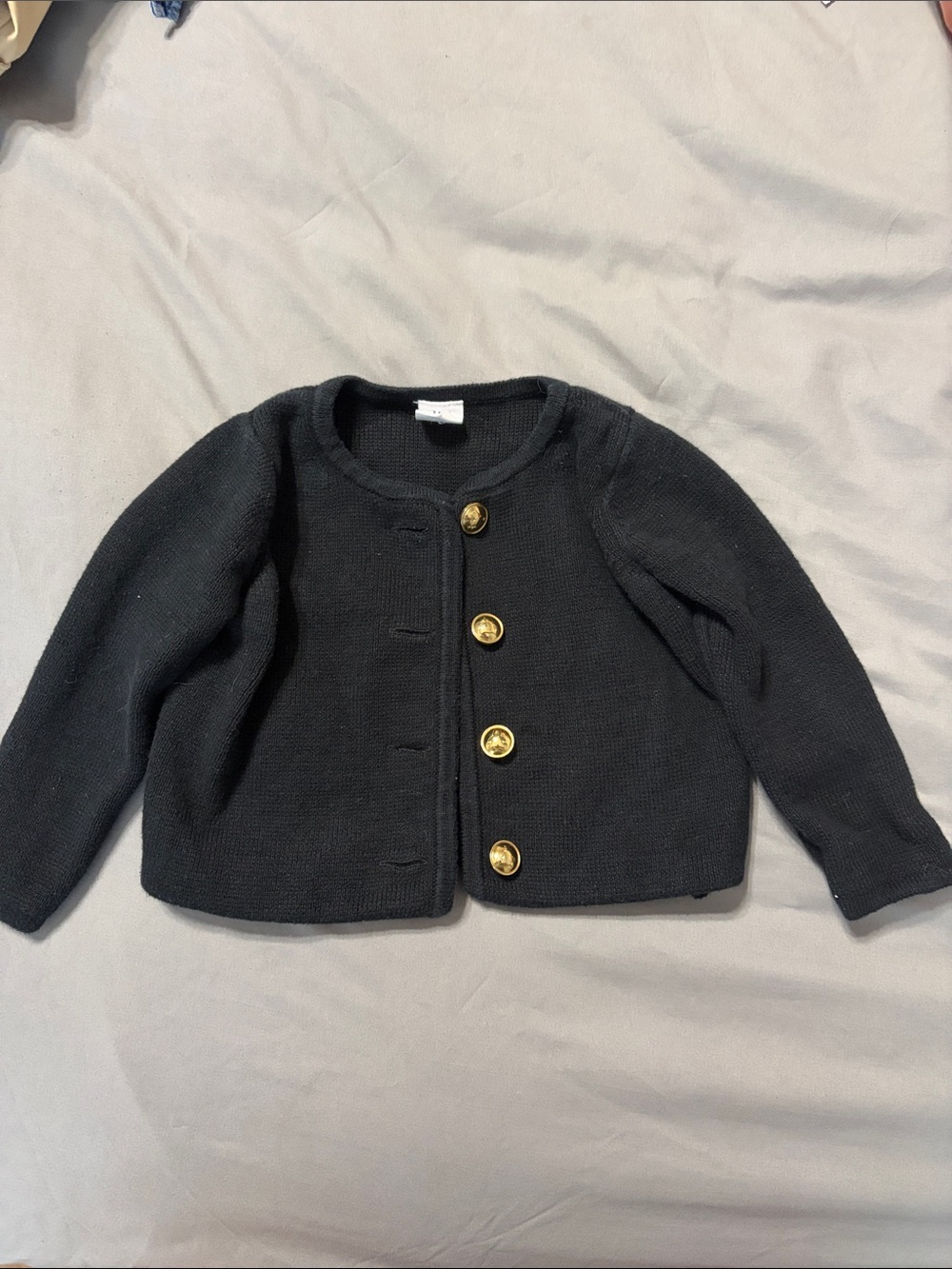GAP Girls Black Knit Jacket with Gold Buttons